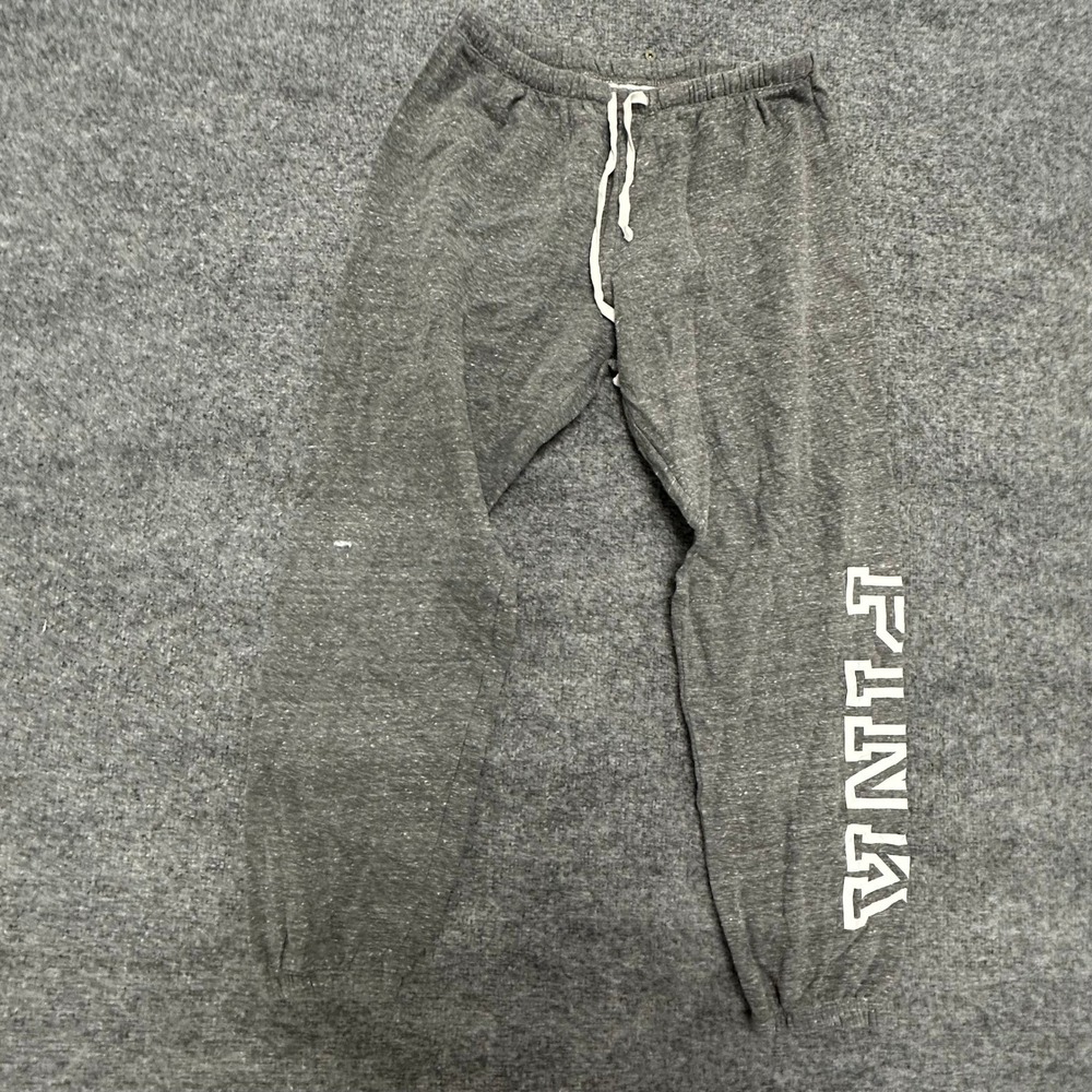 Pink Sweatpants Womens Size M Gray Marl Graphic Logo Drawstring Joggers Casual